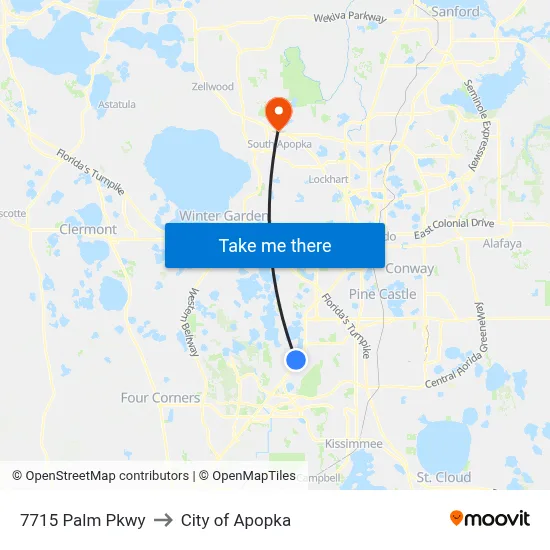 7715 Palm Pkwy to City of Apopka map