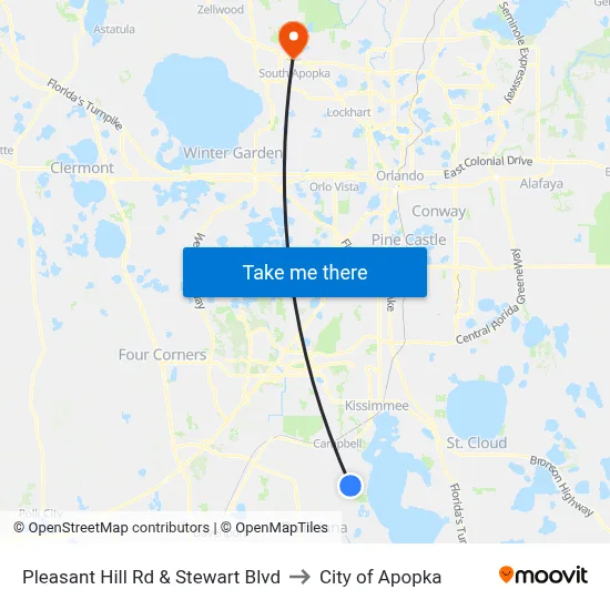 Pleasant Hill Rd & Stewart Blvd to City of Apopka map