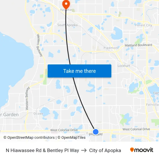 N Hiawassee Rd & Bentley Pl Way to City of Apopka map