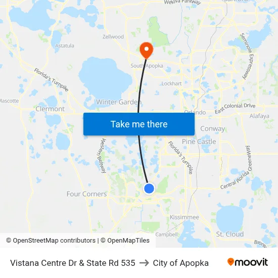 Vistana Centre Dr & State Rd 535 to City of Apopka map