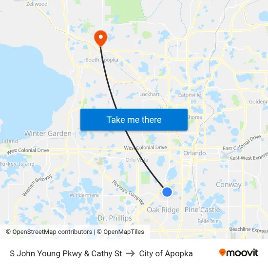 S John Young Pkwy & Cathy St to City of Apopka map