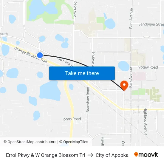 Errol Pkwy & W Orange Blossom Trl to City of Apopka map