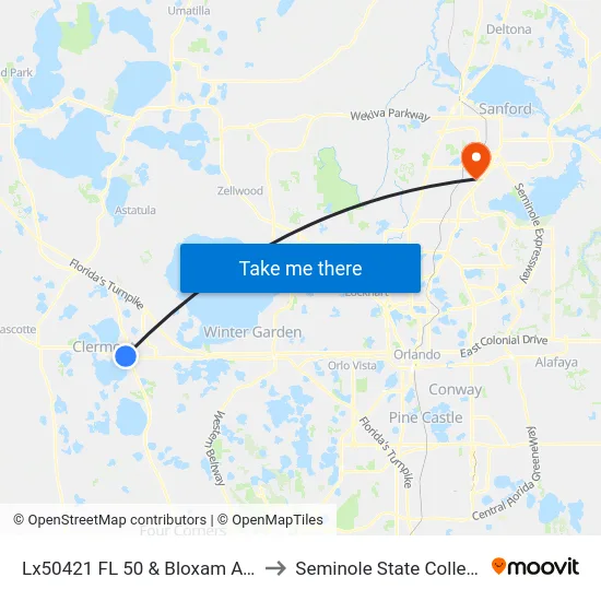 Lx50421 FL 50 & Bloxam Ave to Seminole State College map