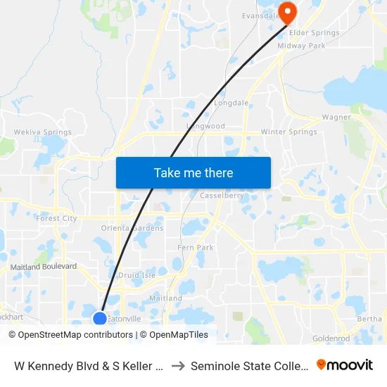 W Kennedy Blvd & S Keller Rd to Seminole State College map