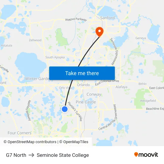 G7 North to Seminole State College map