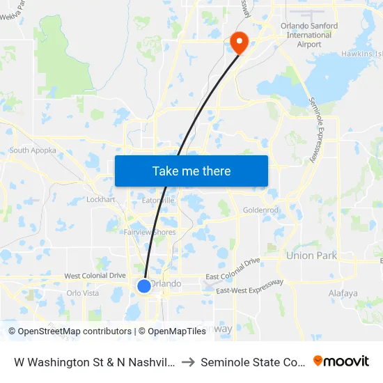 W Washington St & N Nashville Ave to Seminole State College map