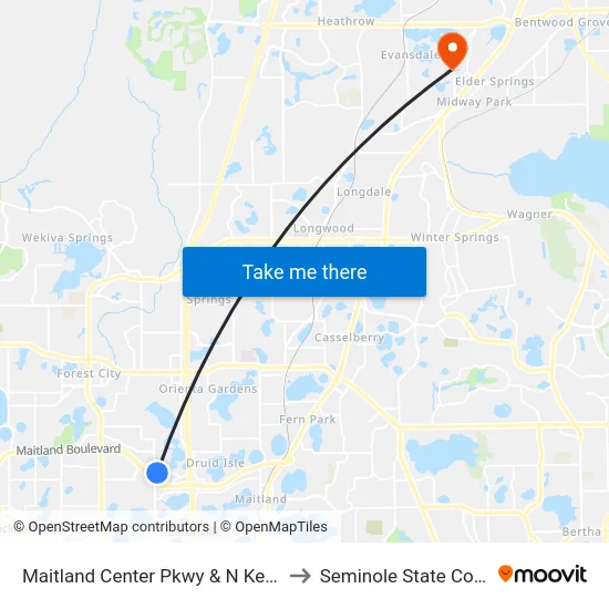 Maitland Center Pkwy & N Keller Rd to Seminole State College map
