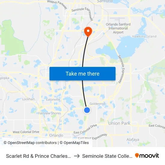 Scarlet Rd & Prince Charles Ln to Seminole State College map