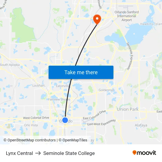 Lynx Central to Seminole State College map