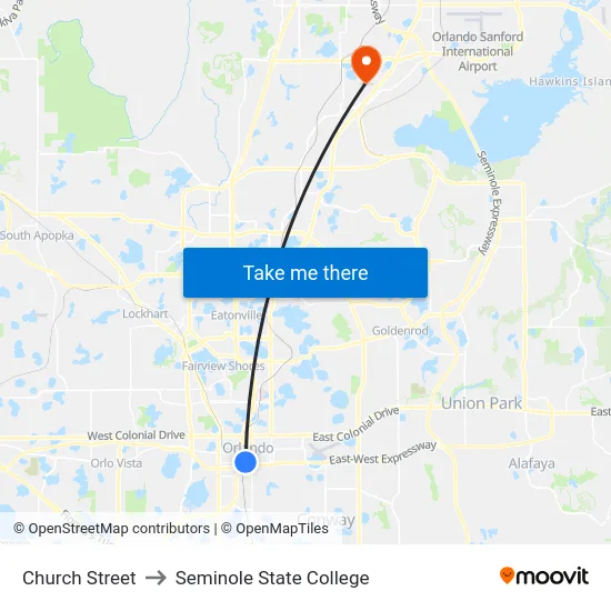 Church Street to Seminole State College map