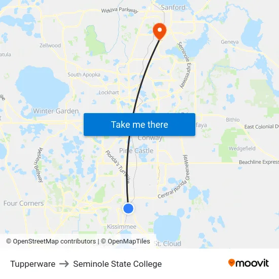 Tupperware to Seminole State College map