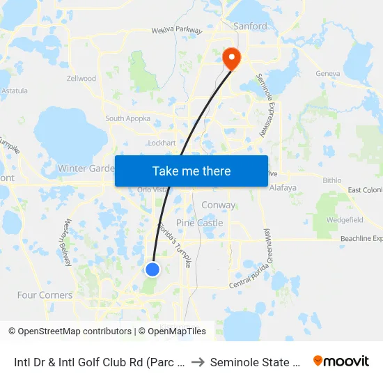 Intl Dr & Intl Golf Club Rd (Parc Corniche) to Seminole State College map
