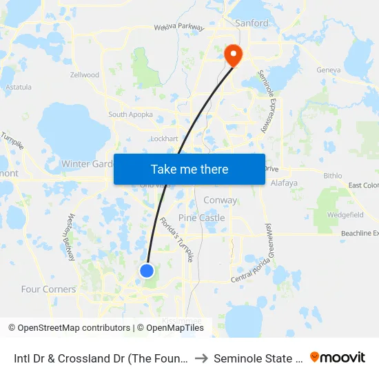 Intl Dr & Crossland Dr (The Fountains Resort) to Seminole State College map