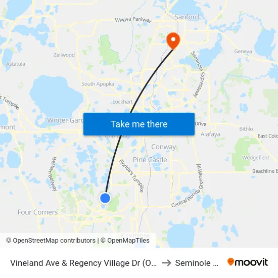 Vineland Ave & Regency Village Dr (Orlando Vineland Premium Outlets) to Seminole State College map