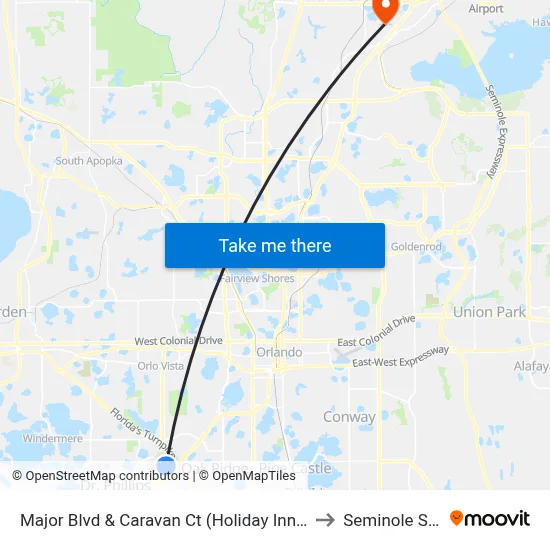 Major Blvd & Caravan Ct (Holiday Inn & Suites / Clarion Inn & Suites) to Seminole State College map