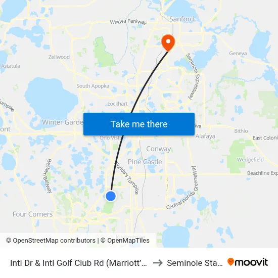 Intl Dr & Intl Golf Club Rd (Marriott’S Grande Vista Resort) to Seminole State College map