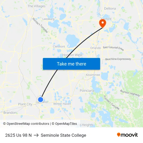 2625 Us 98 N to Seminole State College map