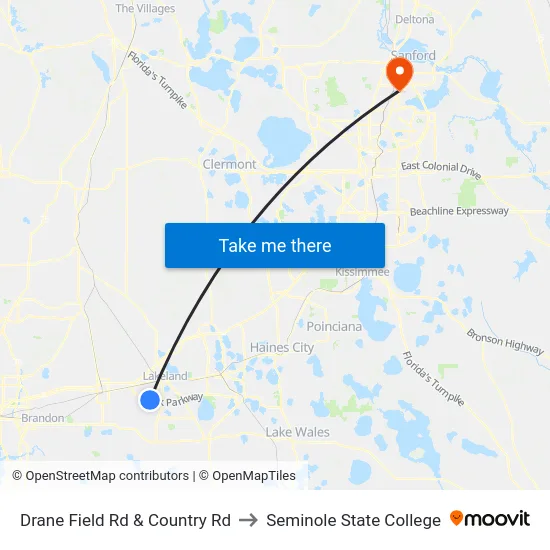 Drane Field Rd & Country Rd to Seminole State College map
