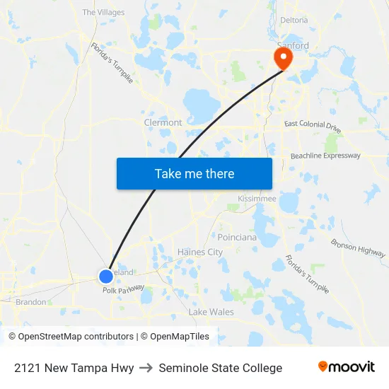 2121 New Tampa Hwy to Seminole State College map