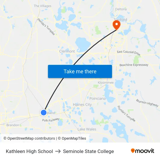 Kathleen High School to Seminole State College map