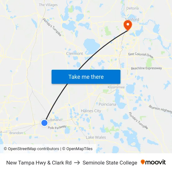New Tampa Hwy & Clark Rd to Seminole State College map