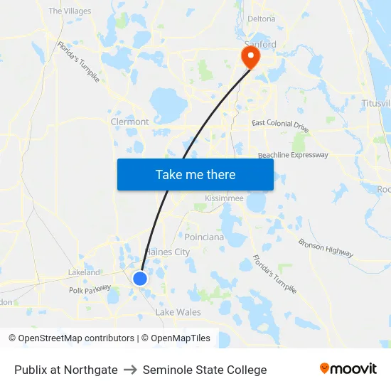Publix at Northgate to Seminole State College map