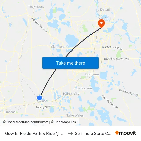 Gow B. Fields Park & Ride @ Us 98 N to Seminole State College map