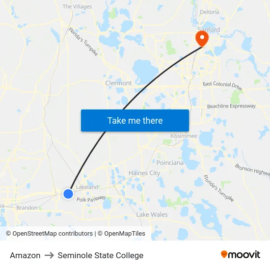 Amazon to Seminole State College map