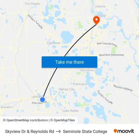 Skyview Dr & Reynolds Rd to Seminole State College map