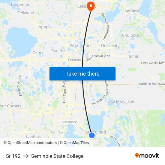 Sr 192 to Seminole State College map