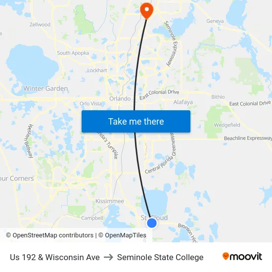 Us 192 & Wisconsin Ave to Seminole State College map