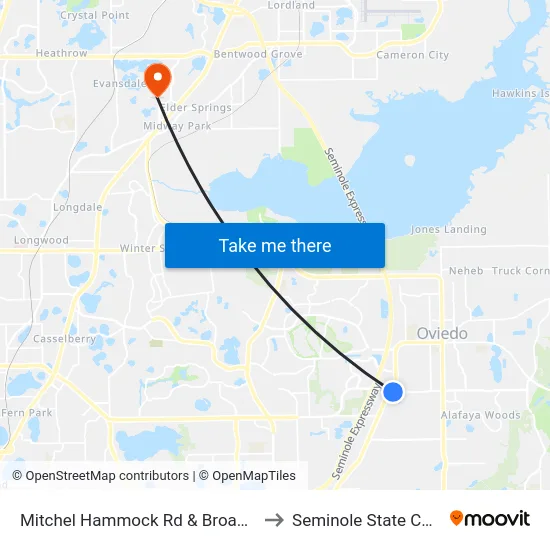 Mitchel Hammock Rd & Broadway St to Seminole State College map