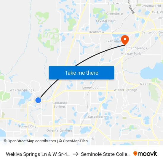Wekiva Springs Ln & W Sr-434 to Seminole State College map