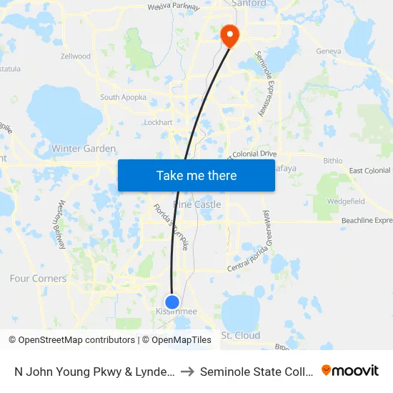 N John Young Pkwy & Lyndell Dr to Seminole State College map