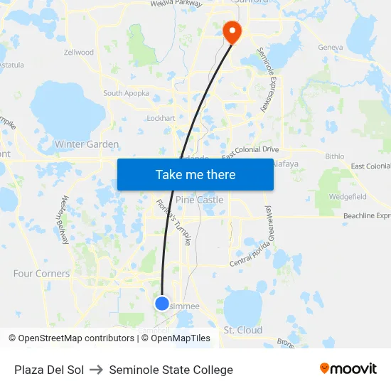 Plaza Del Sol to Seminole State College map