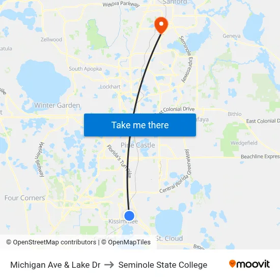 Michigan Ave & Lake Dr to Seminole State College map