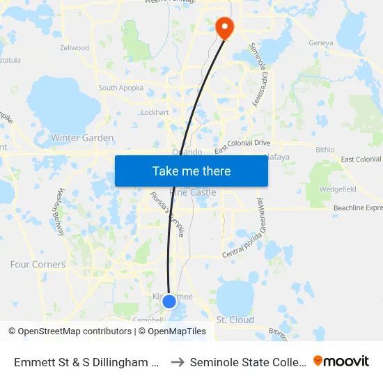 Emmett St & S Dillingham Ave to Seminole State College map