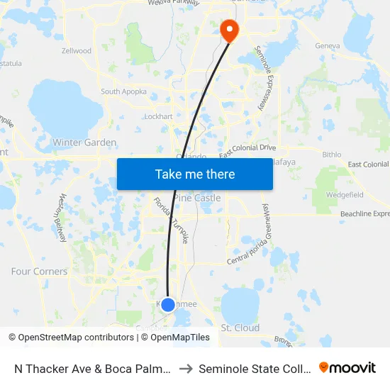 N Thacker Ave & Boca Palms Cir to Seminole State College map