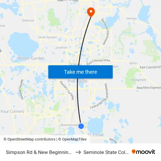 Simpson Rd & New Beginnings Rd to Seminole State College map