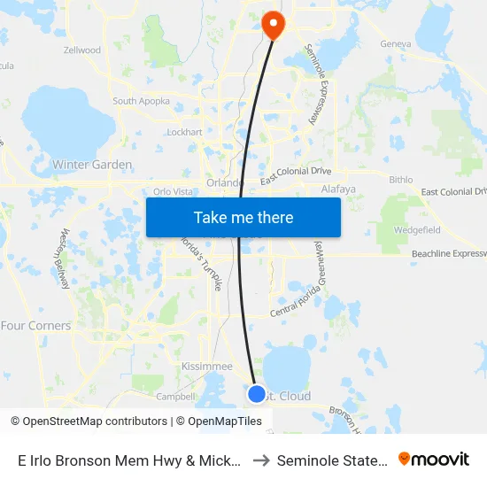 E Irlo Bronson Mem Hwy & Mickey Johnson Ct to Seminole State College map