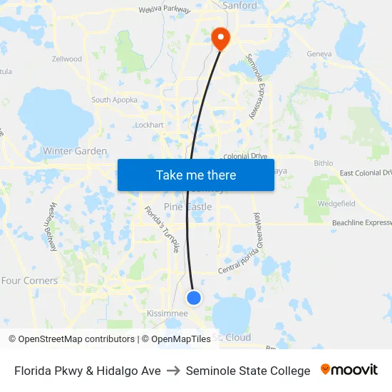 Florida Pkwy & Hidalgo Ave to Seminole State College map