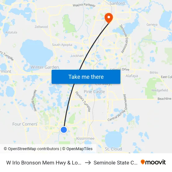 W Irlo Bronson Mem Hwy & Locksley Ln to Seminole State College map