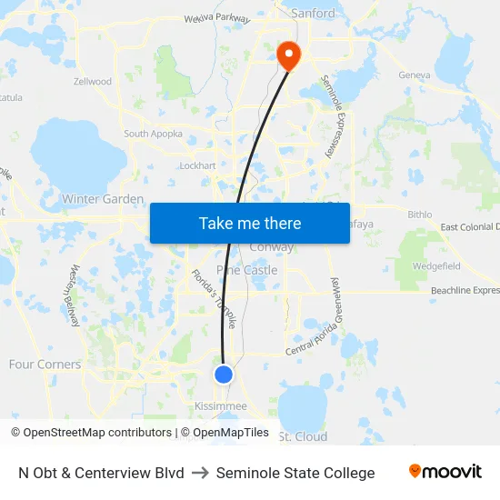 N Orange Blossom Trl & Centerview Blvd to Seminole State College map