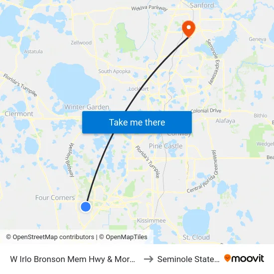 W Irlo Bronson Mem Hwy & Morgan Williams Rd to Seminole State College map