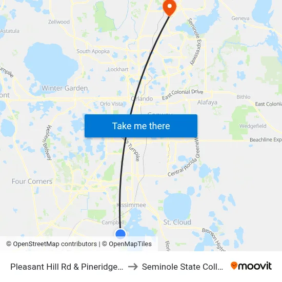 Pleasant Hill Rd & Pineridge Cir to Seminole State College map