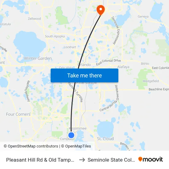 Pleasant Hill Rd & Old Tampa Hwy to Seminole State College map