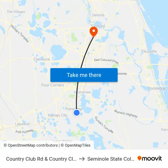 Country Club Rd & Country Club Ct to Seminole State College map