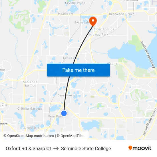 Oxford Rd & Sharp Ct to Seminole State College map