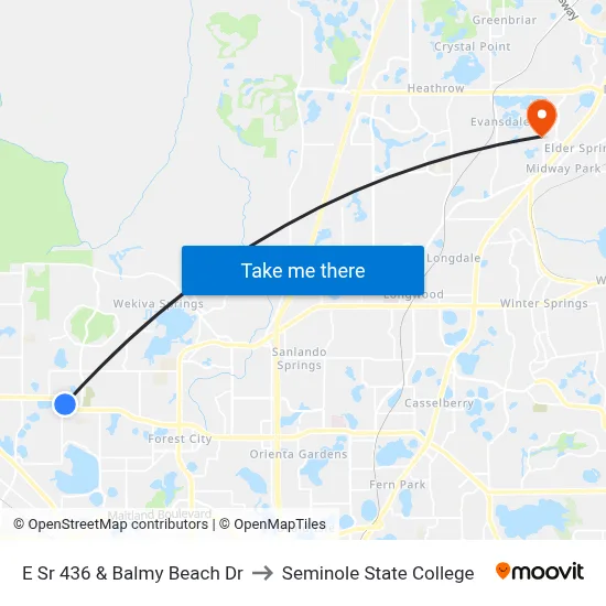 E Sr 436 & Balmy Beach Dr to Seminole State College map
