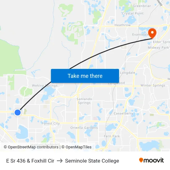 E Sr 436 & Foxhill Cir to Seminole State College map